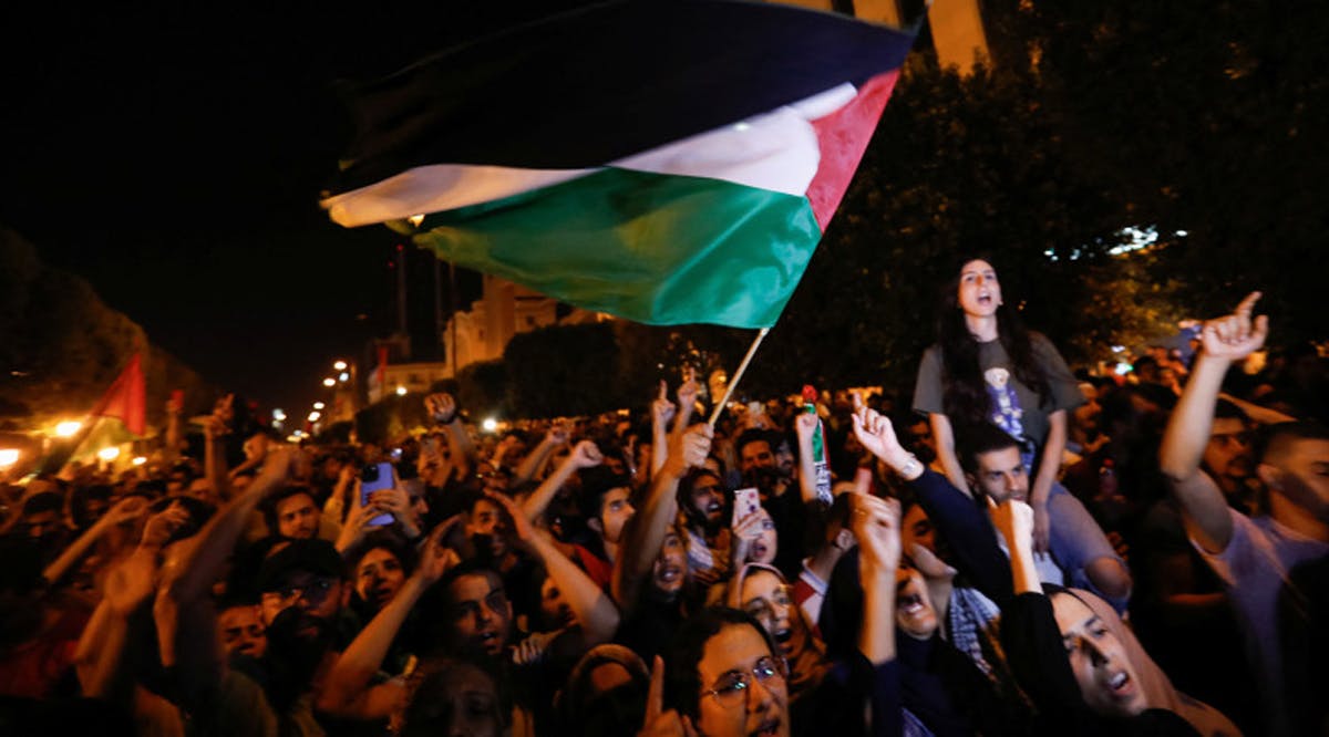 People gather during a protest