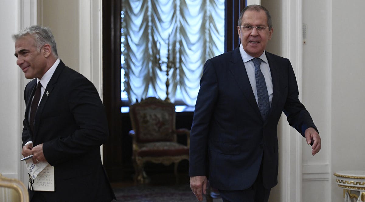 Russian Foreign Minister Sergey Lavrov and Israeli Foreign Minister Yair Lapid