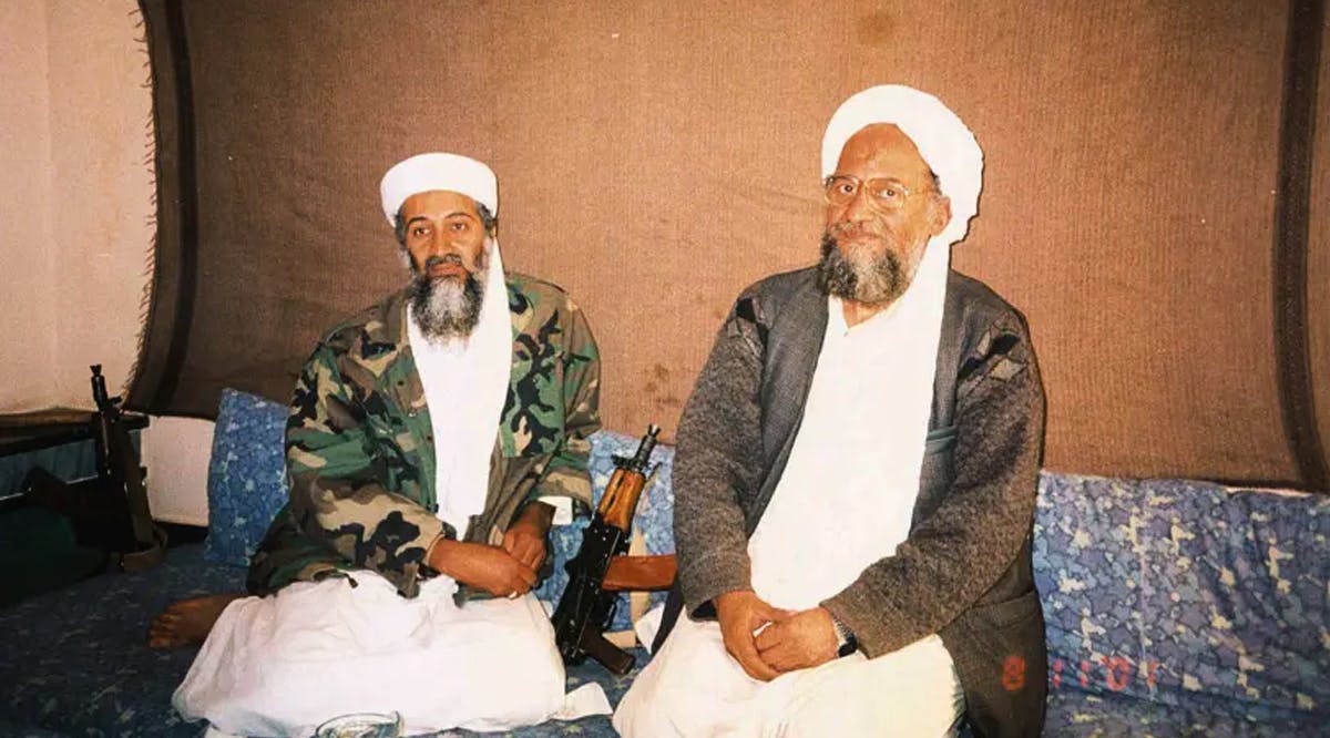 OSAMA BIN LADEN WITH ADVISOR AL-ZAWAHIRI