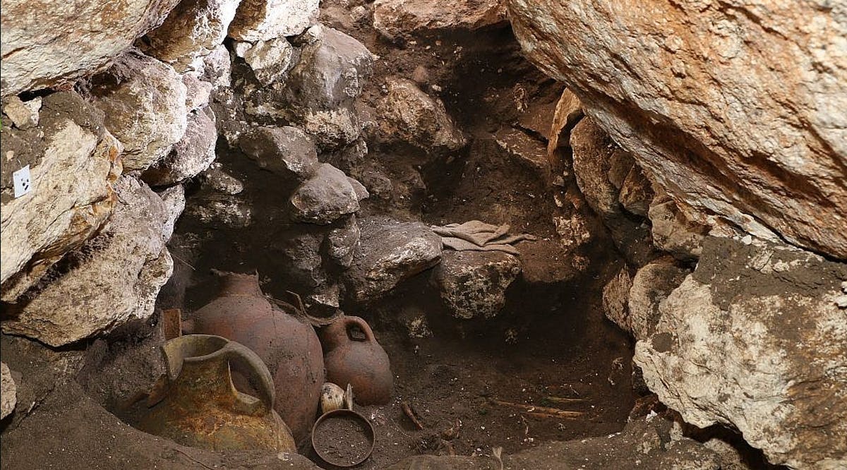 Interior of Tomb 50, an undisturbed burial chamber from some 3,600 years ago at Megiddo