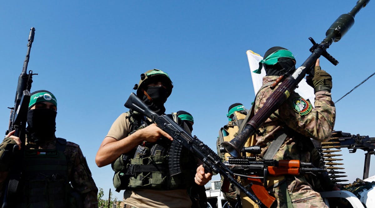 Palestinian fighters from the armed wing of Hamas