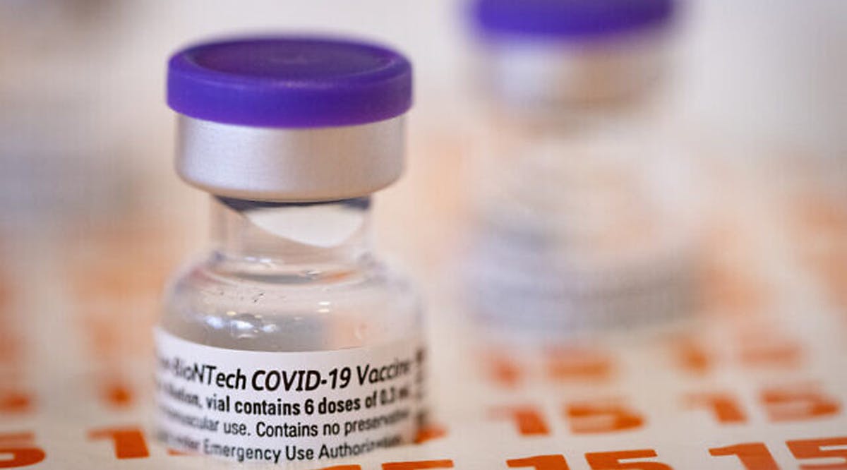A vial of Pfizer-Biontech COVID-19 vaccine