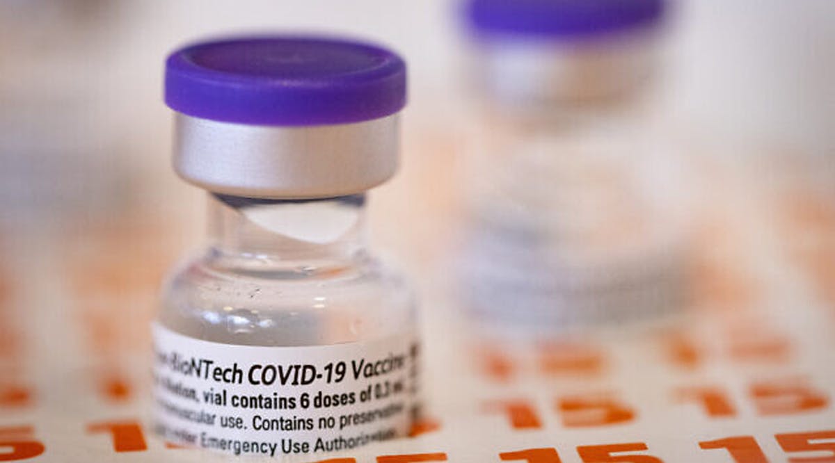 A vial of Pfizer-Biontech COVID-19 vaccine