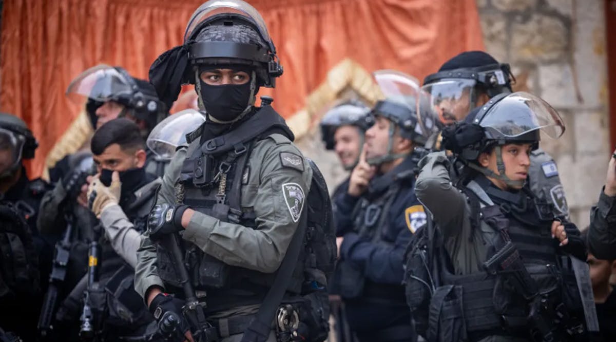 Israeli police amid clashes at the Temple Mount
