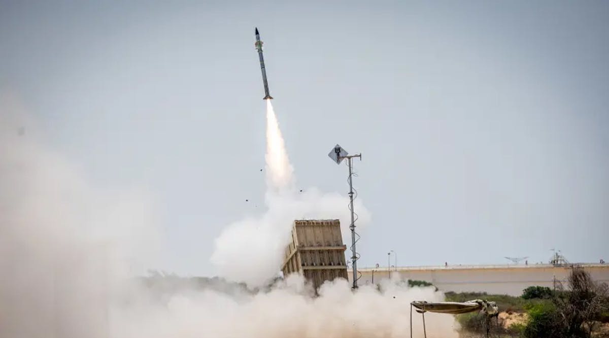 Iron Dome anti-missile system fires missiles as rockets fired from the Gaza Strip to Israel, in Ashkelon 