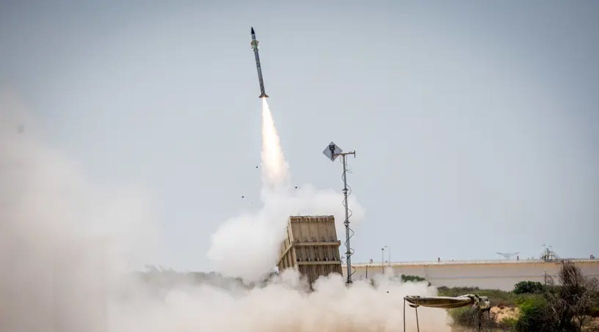 Iron Dome anti-missile system fires missiles as rockets fired from the Gaza Strip to Israel, in Ashkelon
