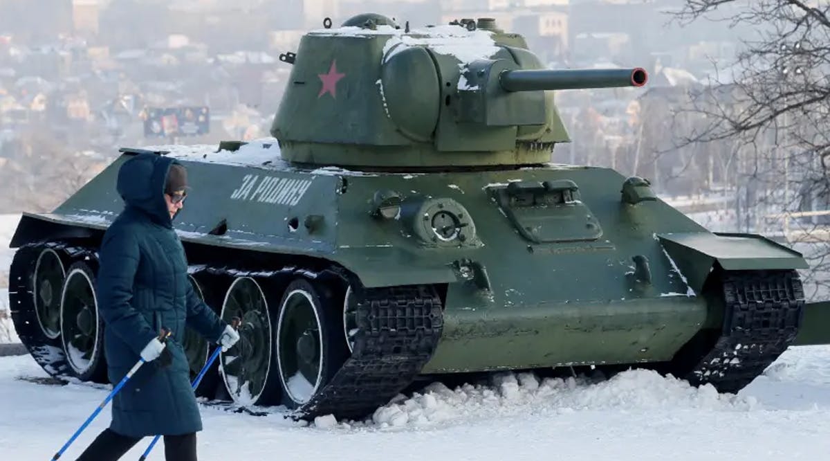 T-34 tank in a park in Donetsk, Ukraine