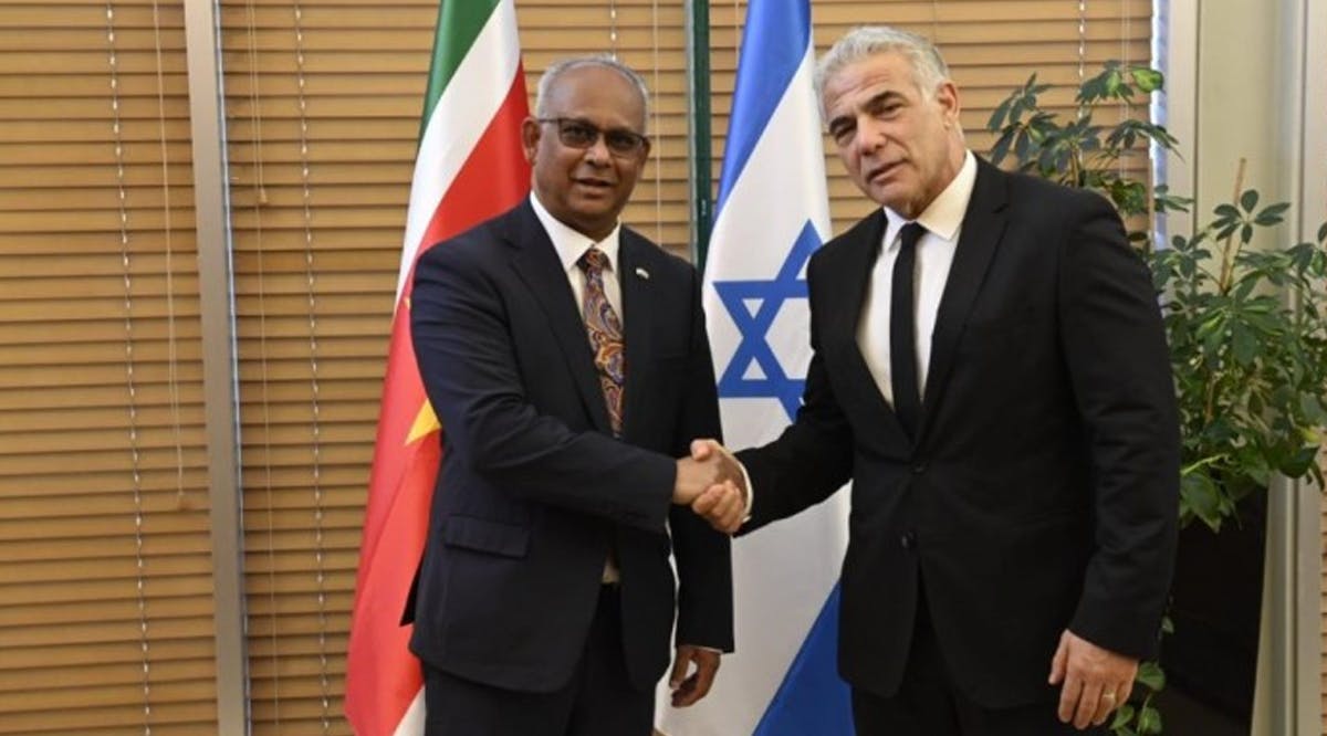 Suriname's Foreign Minister Albert Camdin is hosted by Foreign Minister Yair Lapid