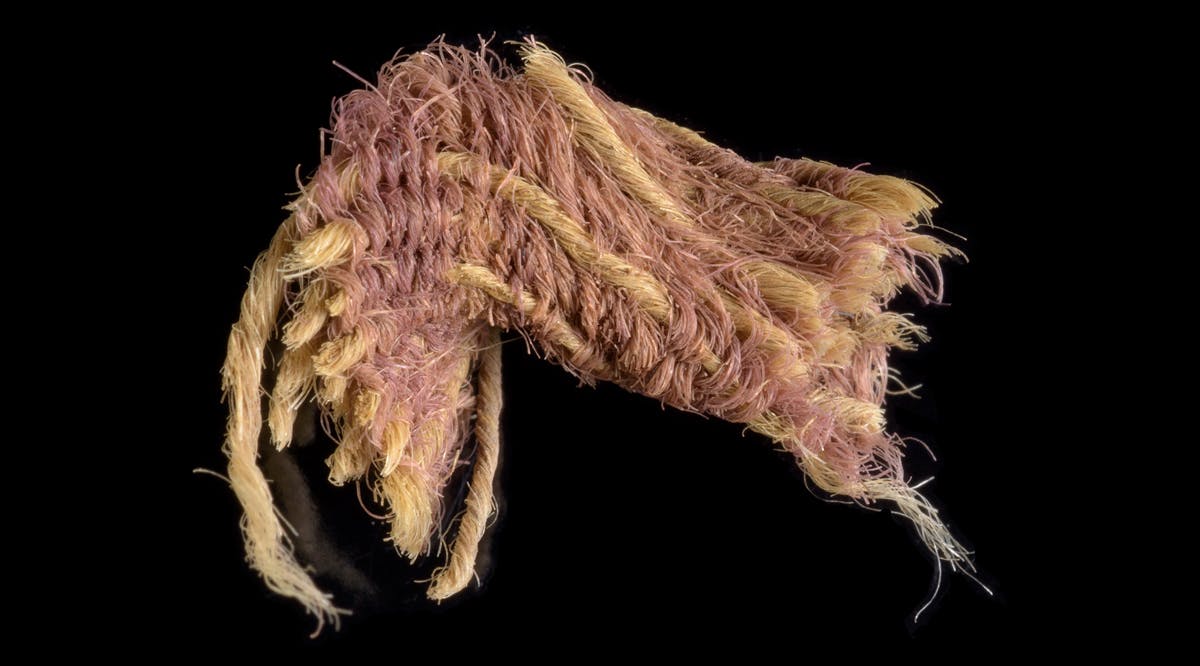 Fragment of the rare purple fabric from 1,000 BCE excavated in the Timna Valley
