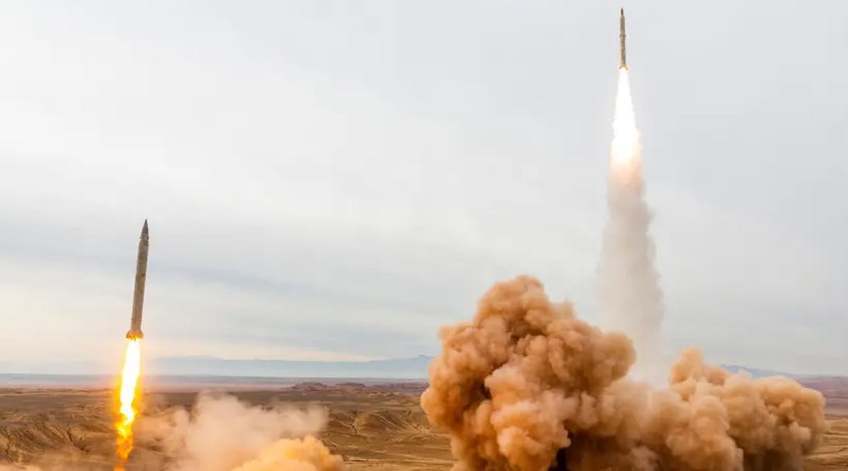 Missiles launched during a joint exercise called the 'Great Prophet 17', in the southwest of Iran