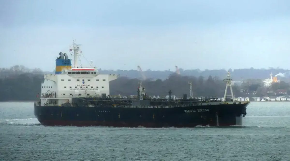 Tanker Pacific Zircon is seen at sea near Isle of Wright