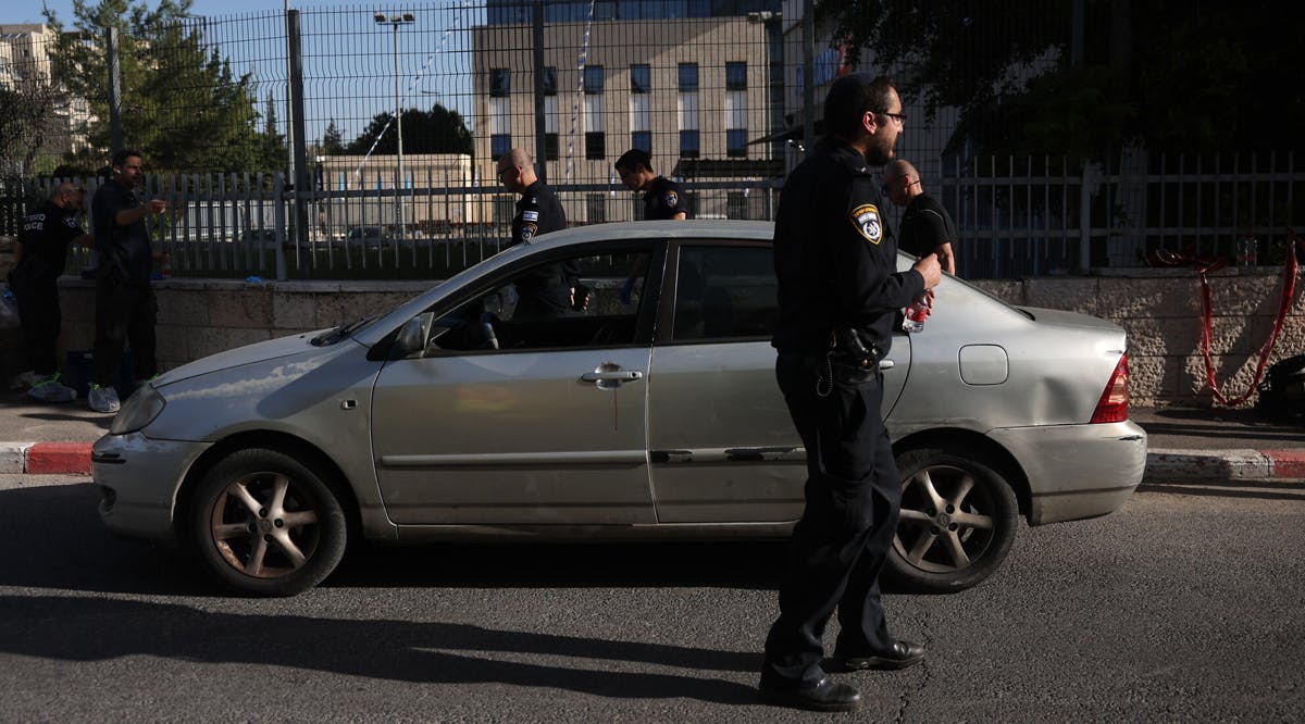 Police at the scene of a terror shooting attack in East Jerusalem's Sheikh Jarrah neighborhood