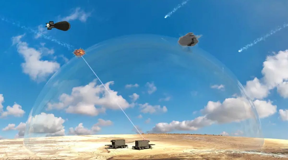 Depiction of how innovative laser defense system would function on the battle field