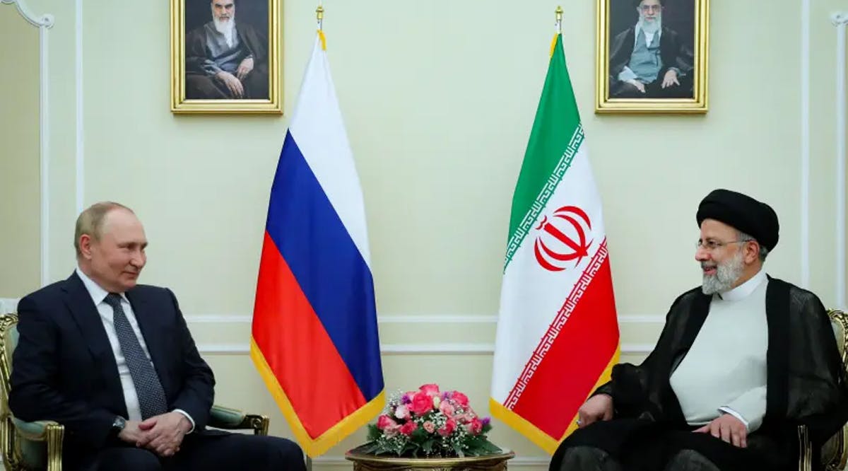 Russian President Vladimir Putin meets with Iranian President Ebrahim Raisi in Tehran, Iran