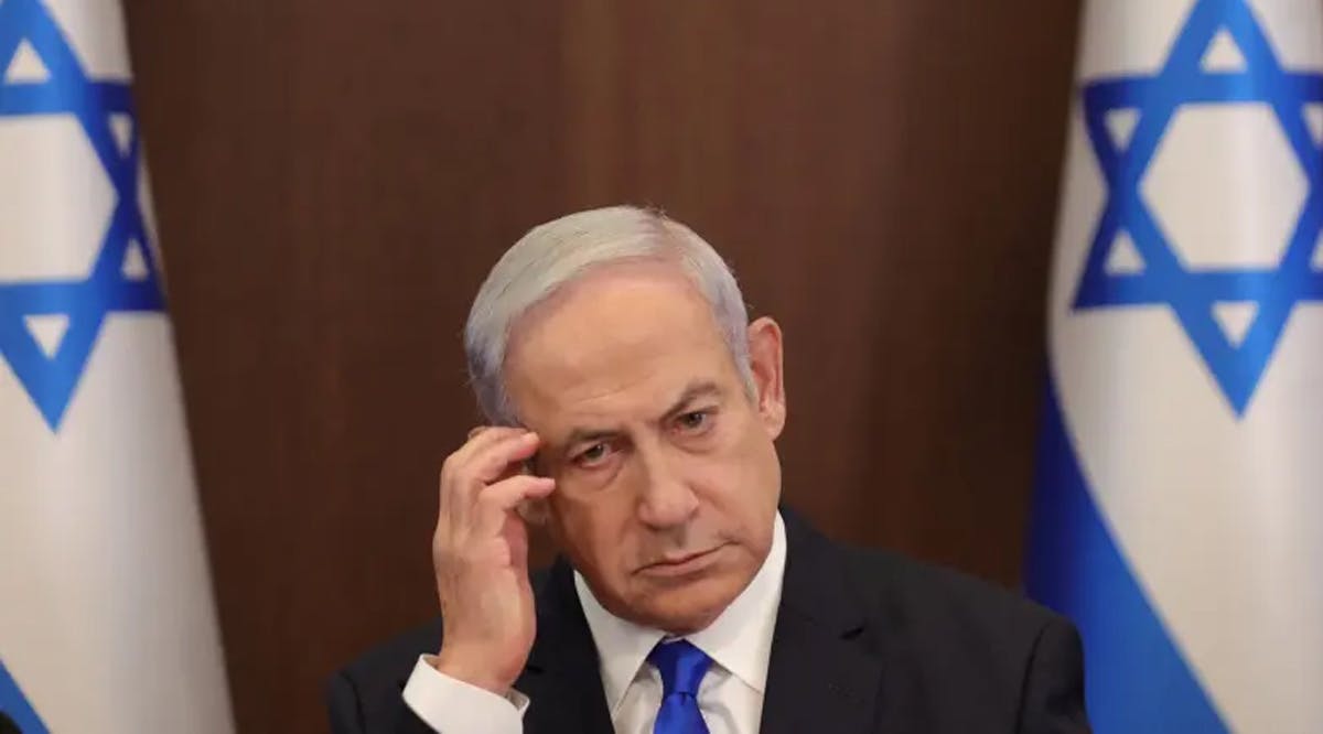 Israeli Prime Minister Benjamin Netanyahu attends the weekly cabinet meeting at the prime minister's office in Jerusalem