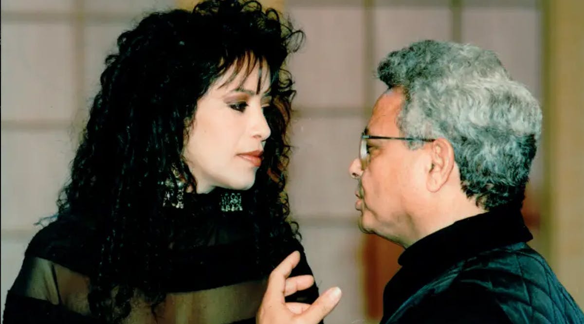 Israeli singer Ofra Haza, with her manager Bezalal Aloni
