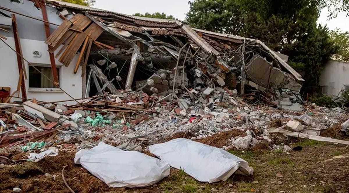 Aftermath of massacre in Kibbutz Be'eri