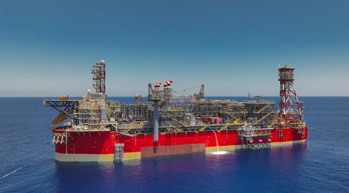 Energean's floating production system (FPSO) at the Karish gas field in the Mediterranean Sea