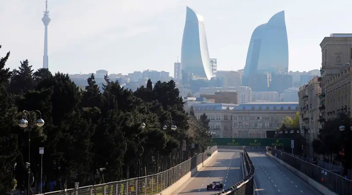 The iconic skyline of Baku in Azerbaijan