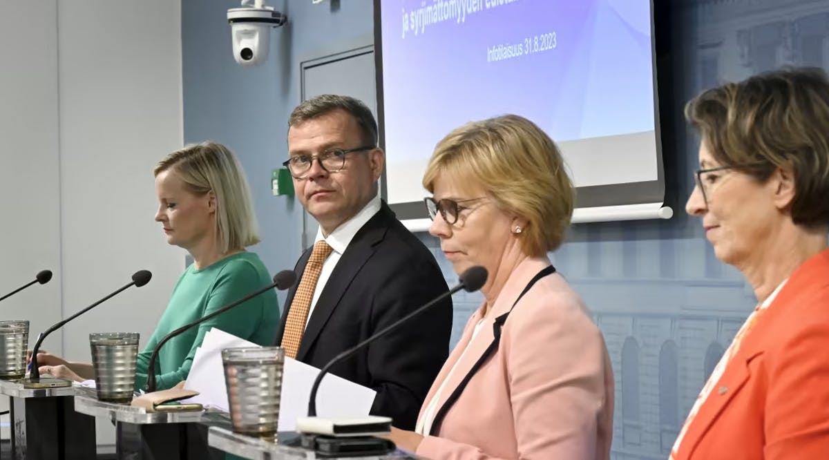 The leaders of Finland's four governing parties presented the anti-racism statement at a press conference