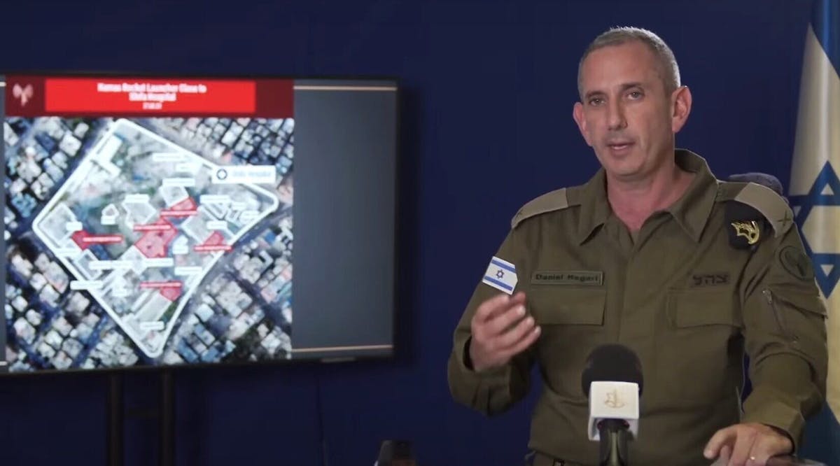 IDF Spokesman Daniel Hagari briefs media that Hamas's main operations center is located under Gaza's Shifa Hospital