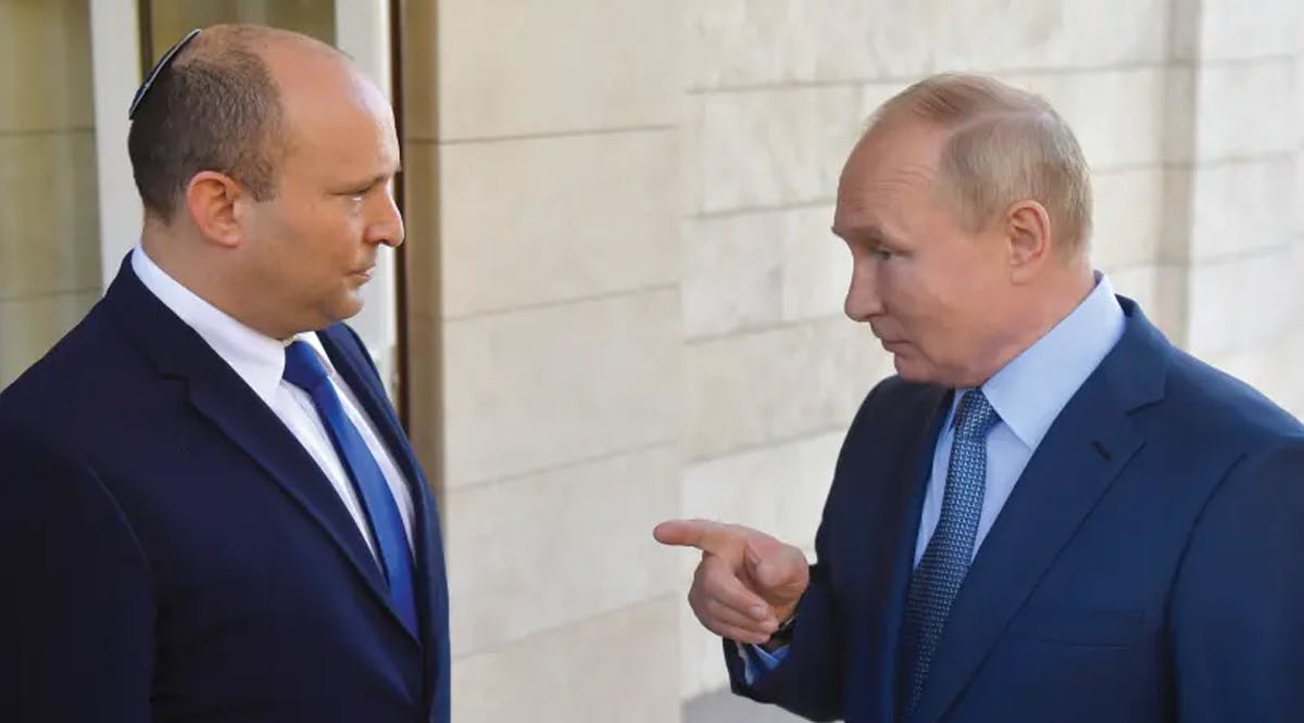 Prime Minister Naftali Bennett at a previous meeting with Russian President Vladimir Putin