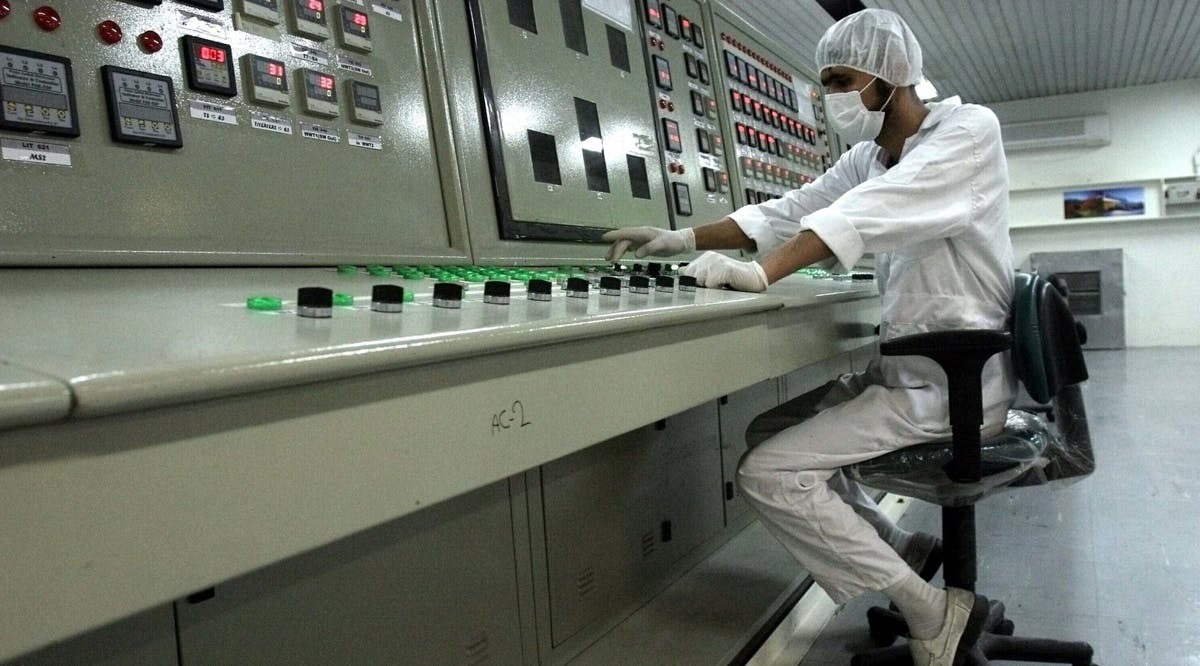 A technician works at the Uranium Conversion Facility just outside the city of Isfahan, Iran