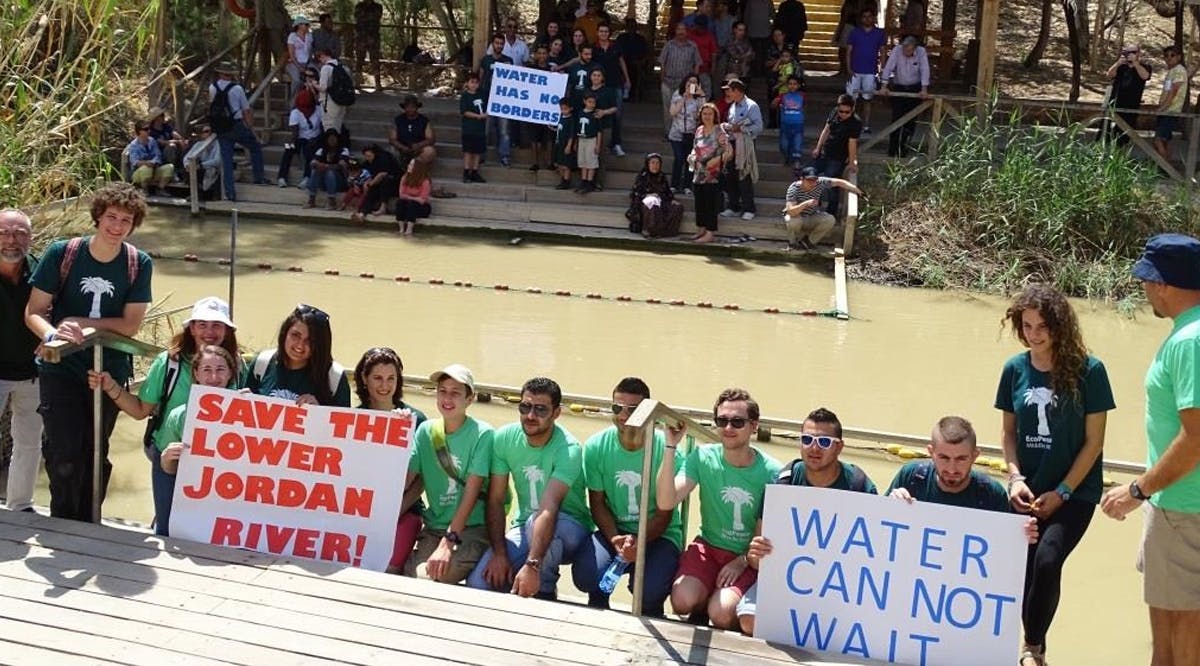 Israeli, Palestinian and Jordanian youth call for Jordan River rehabilitation, as part of joint activities organized by the not-for-profit EcoPeace organization