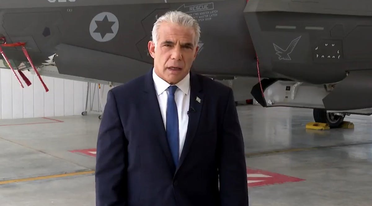 Prime Minister Yair Lapid at Nevatim airbase in southern Israel