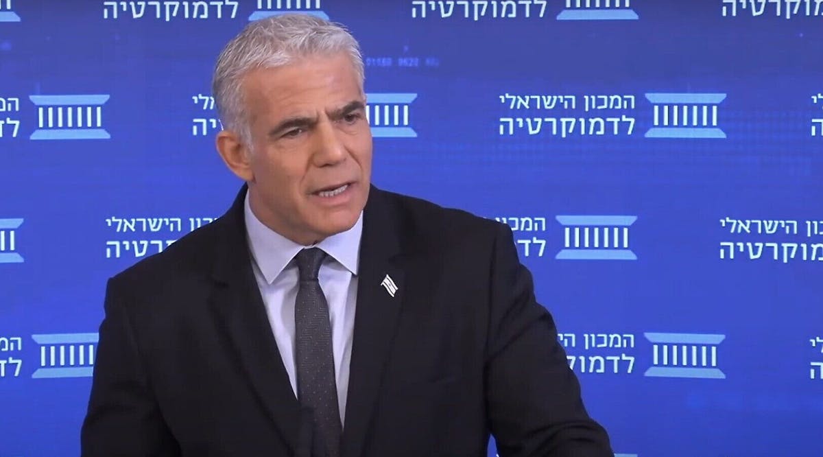 Prime Minister Yair Lapid address the Israel Democracy Institute