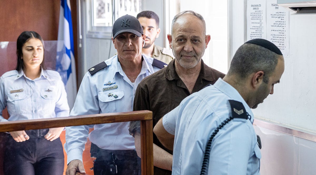 Bassem Saadi, head of the Palestinian Islamic Jihad terror group in the West Bank, appears for a hearing at Ofer prison, outside of Jerusalem