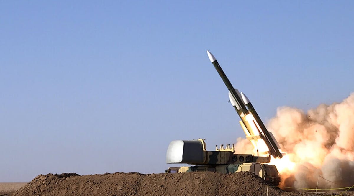 Missile being fired during a military drill at an undisclosed location