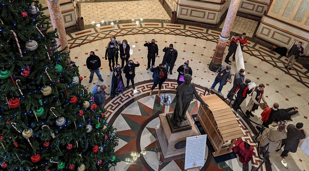 Holiday display in the Illinois Statehouse rotunda in Springfield, Illinois