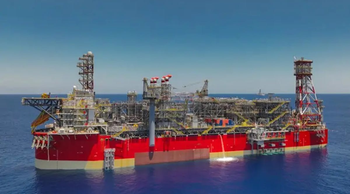 Energean's floating production system (FPSO) at the Karish gas field in the Mediterranean Sea