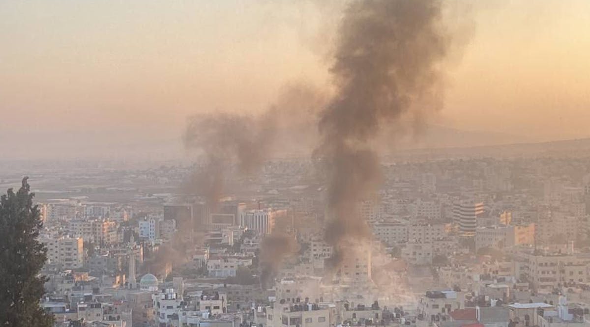 The scene of a reported Israeli airstrike in the West Bank city of Jenin