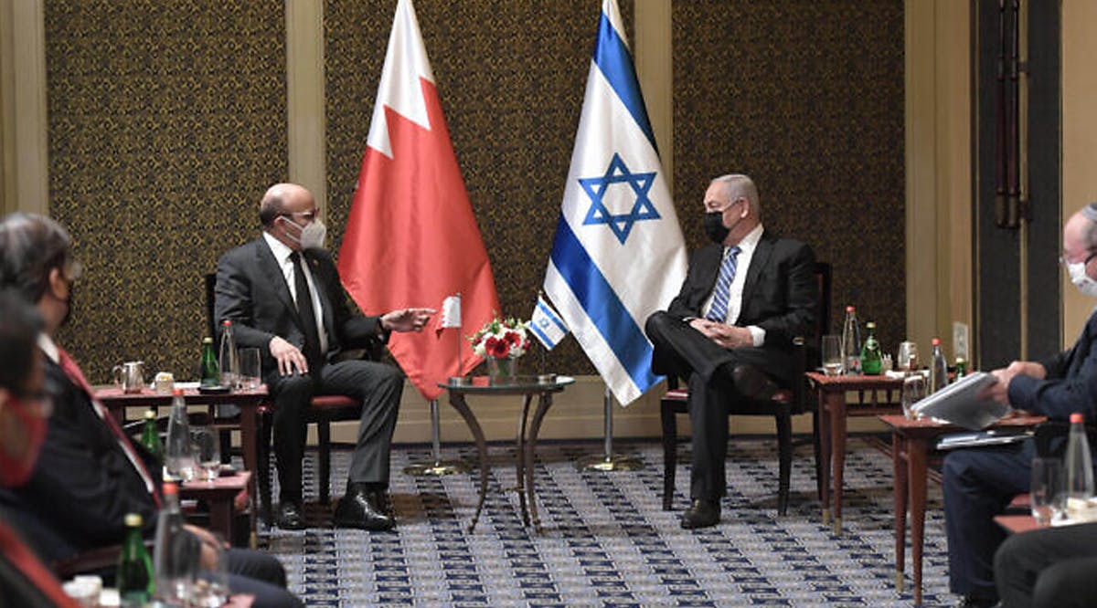 Prime Minister Benjamin Netanyahu meets with Bahraini Foreign Minister Abdullatif bin Rashid Al-Zayani in Jerusalem