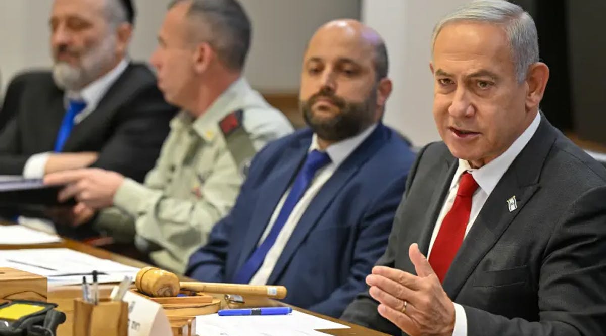 Prime Minister Benjamin Netanyahu seen at a security cabinet meeting