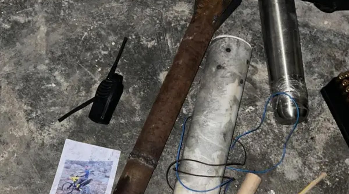 An improvised rocket launcher and other weapons