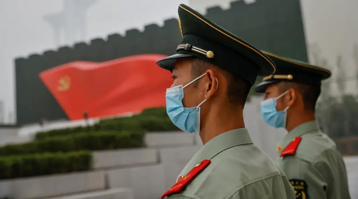 Officers of the People's Armed Police stand guard outside the Museum of the Communist Party of China that was opened ahead of the 100th founding anniversary of Party in Beijing, China