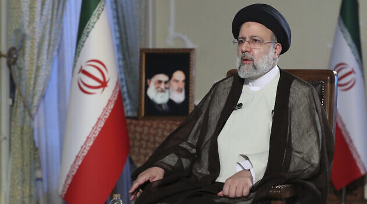 Iranian Presidency, Iranian President Ebrahim Raisi speaks during a live interview in Tehran, Iran