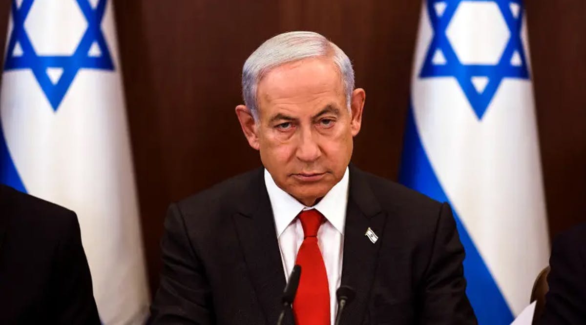 Israeli Prime Minister Benjamin Netanyahu convenes a weekly cabinet meeting at the Prime Minister's office in Jerusalem