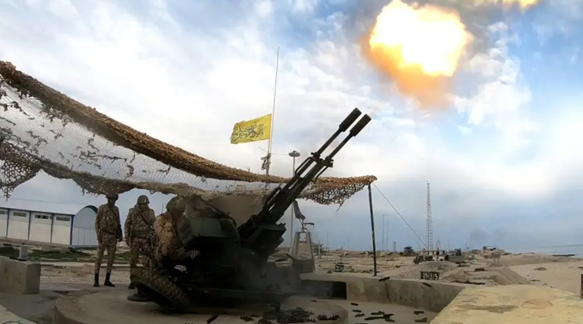 Members of the Islamic Revolution Guards Corps (IRGC) navy participate in an exercise in the south of Iran
