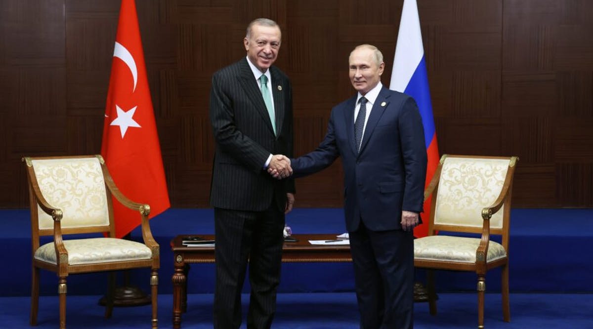 Russia's President Vladimir Putin, right, and Turkey's President Recep Tayyip Erdogan