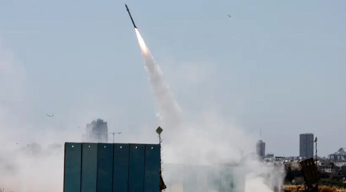 An Israeli Iron Dome anti-missile system is activated as rockets launched from the Gaza Strip, near Ashdod, Israel