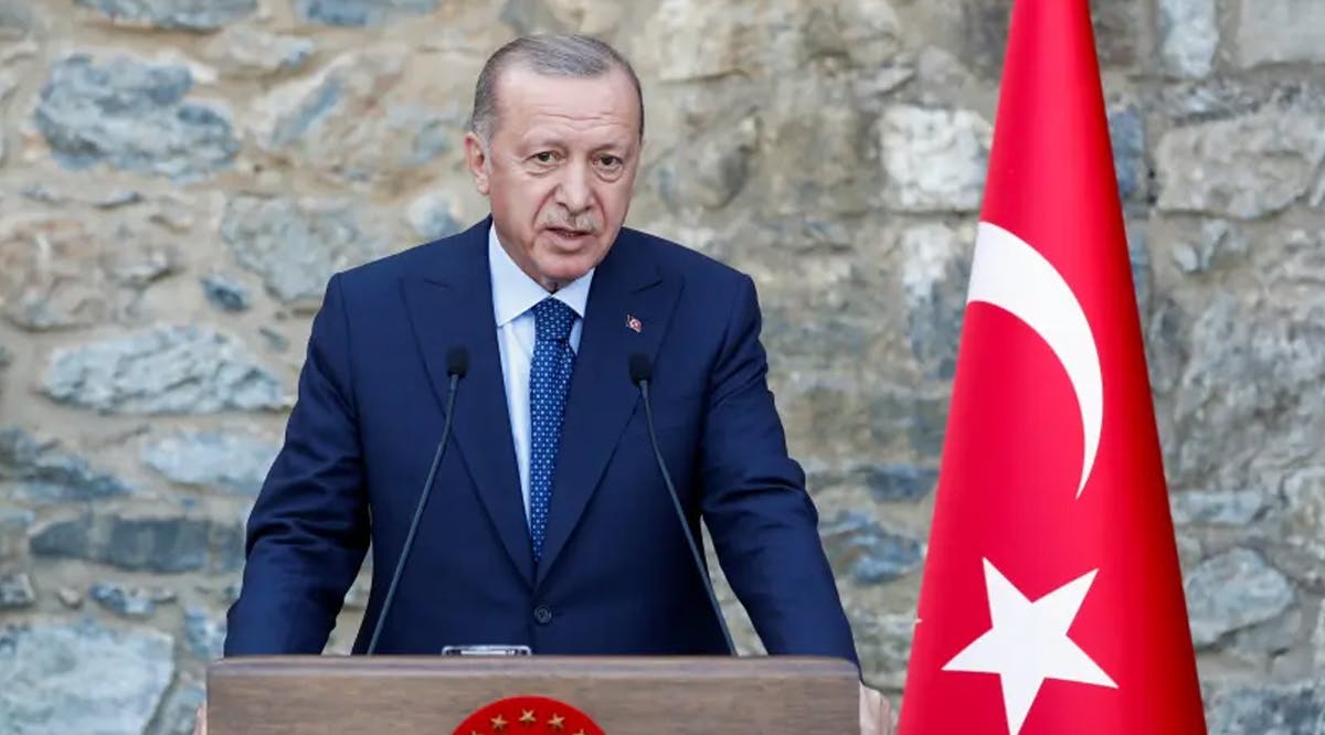 Turkish President Tayyip Erdogan speaks during a news conference