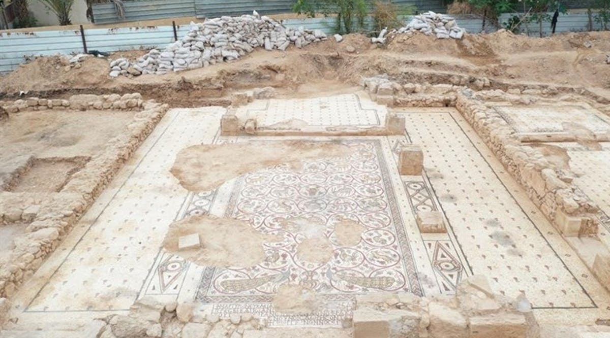 A mosaic floor uncovered in a Byzantine era church found near Jericho