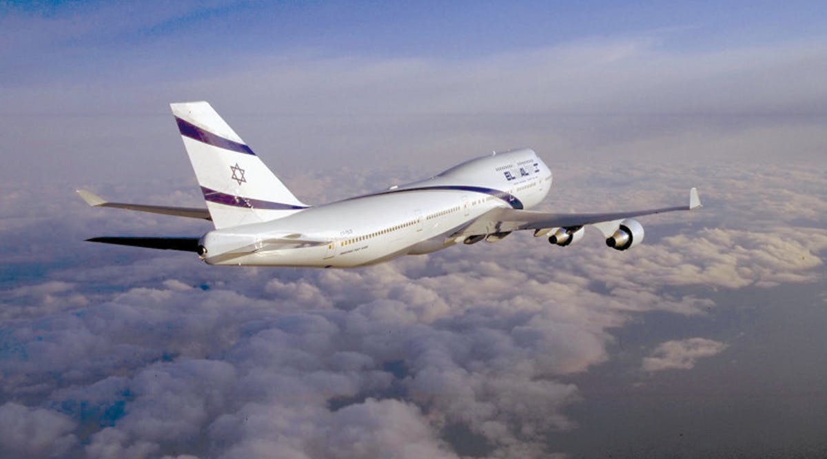 An El Al plane flying above the clouds