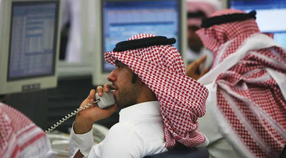 Traders at work in the Saudi Investment Bank in Riyadh
