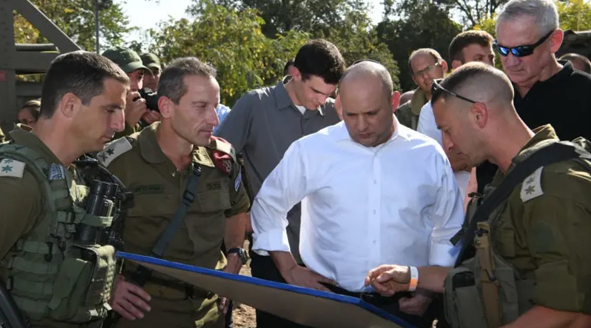 Prime Minister Naftali Bennett and Defense Minister Benny Gantz visit an IDF drill in northern Israel