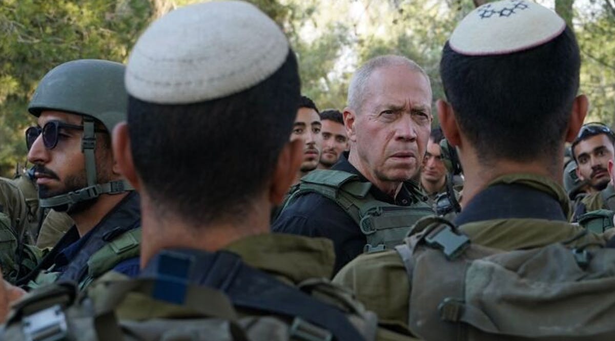 Defense Minister Yoav Gallant meets troops on the Gaza border